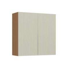 Armário Aéreo p/ Cozinha Simone Mendes c/ 2 Portas 80cm Carvalho/Cinza