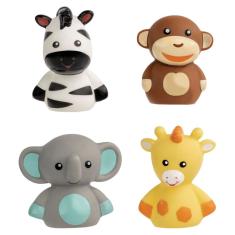 Dedoches Amiguinhos da Selva 4 Unidades Brinquedo Bebê Interativo Educativo Buba