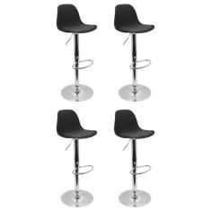 Conjunto 4 Banquetas Joly Eames Base Giratória Cromada Movescan Preta