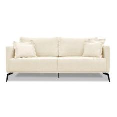 Sofá 2 Lugares Pé De Ferro Preto Rafaela 160 Cm Linho S04 - D'rossi Co