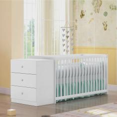 Berço E Cômoda Branco Gutti Estrela