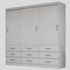 Guarda Roupa Isabela Casal 3 Portas 9 Gavetas Evidencia Cor Branco