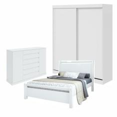 Quarto com Guarda-roupa Casal 2 Portas 2 Gavetas, Cômoda 2 Portas 7 Ga