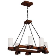 Lustre Muller Country Retangular 6 Lâmpadas Envelhecido 1206E - Luminá