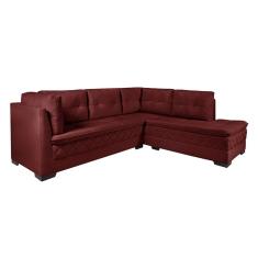 Sofá de Canto 6 Lugares Canadá Suede Aveludado Cereja
