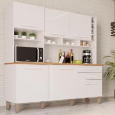 Cozinha Compacta 6 Portas 2 Gavetas Alexia 182cm Imop Móveis Branco Neve