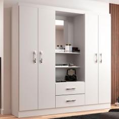 Guarda Roupa 4 Casal Portas 2 Gavetas Capelinha Evidência Móveis