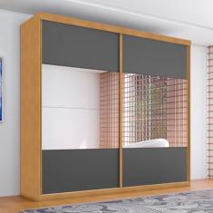 Guarda Roupa com Espelho 2 Portas Aroeira Naturalle Grafite