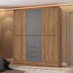 Guarda Roupa Casal 6 Portas Troy Carraro Freijó c/ Titânio