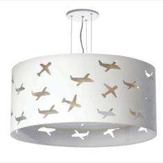 Lustre Infantil Pendente Aviões Duplo - Cáqui 40x16