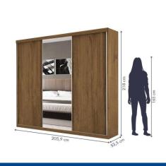 Guarda Roupa 3 Portas De Correr E 3 Espelhos Minastex