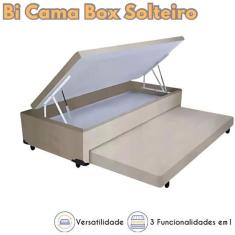 Bicama Box Baú Solteiro 3em1 com Cama Auxiliar em Cori Premium com 88c