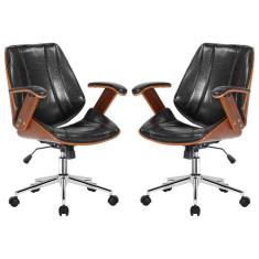 Kit 2 Cadeiras de Escritório Juliette Diretor Giratória Preta G24 - Gr