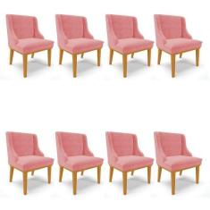 Kit 08 Cadeiras De Jantar Liz Suede Rosê - DROSSI