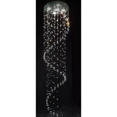 Lustre De Cristal Legítimo Espiral Com 1,80M De Altura, Base De Inox E