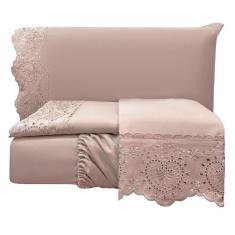 Jogo Lençol Casal Passione Bordado Inglês 4pç 100% Poliéster - Rosé