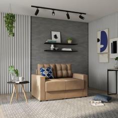 Sofá 2 Lugares Retrátil Fussen Suede Bege 140 cm