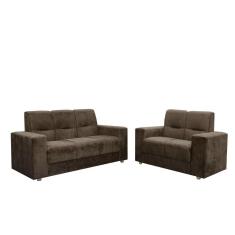 Sofá 2 E 3 Lugares Turin Suede Flash Estofados Marrom