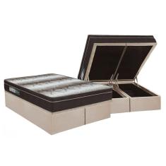 Cama Box Baú Queen: Colchão Ortopédico Ortobom Light + Base Crc Suede Clean(158X198)