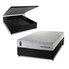 Conjunto Box Baú Preto New Moon Branco 138x188x73 c/ Molas Ensacadas