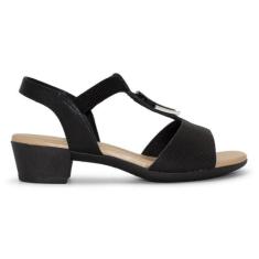 Sandália Usaflex Feminina Casual Salto Bloco MM0801, 35, Preto, Bege