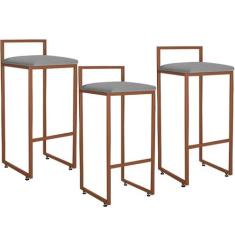 Kit 03 Banquetas Alta Para Cozinha Sala De Jantar Hanna L02 Bronze Cor