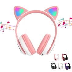 Fone Gatinho Led Bluetooth Infantil Com Microfone