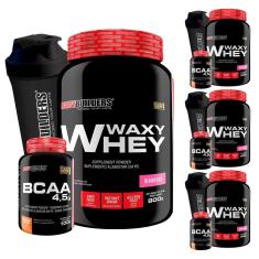 COMBO GALERA: 4x Waxy Whey Protein 900g + 4x BCAA 100g + 4x Coq - Bodybuilders - way/wey-Unissex