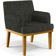 Poltrona Decorativa Para Sala de Estar Beatriz W01 Linho Chumbo - Lyam