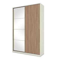 Guarda Roupa Solteiro New Predileto 2 Portas 3 Gavetas MDF-MDP com Espelho Areia Jequitibá Henn