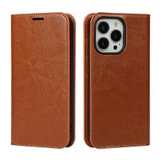 GSYH Capa flip para iPhone 13 mini/13/13 Pro/13 Pro Max, capa carteira de couro legítimo slots para cartão Kickstand TPU à prova de choque capa protetora magnética fólio capa, amarelo, 13pro 15,1 cm