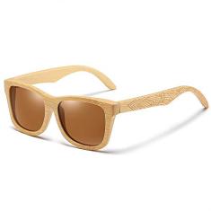 Oculos de Sol Masculino Estilo Madeira Bamboo EZREAL com Proteção uv400 Polarizados 3832 (C2)
