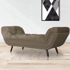 Recamier Calçadeira Estofado Sienna King 195 Cm Linho Marrom - LM DECOR