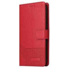 LXURY Capa flip para iPhone 14 Pro Max/14 Pro/14 Plus/14, capa de couro com fecho magnético com compartimento para cartão e suporte, vermelho, 14 Plus 6,7"