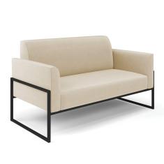 Sofá Namoradeira Base Industrial Alta Preto Marisa Suede Bege D03 - D\`rossi