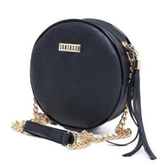 Bolsa Redonda Transversal Casual Feminino Zíper Estilo Alça Corrente Dia a Dia-Feminino