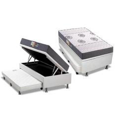 Cama Box Baú c/Auxiliar Solteiro: Colchão Espuma Polar D45 Polar Pérola + Base CRC Courano White(88x188)