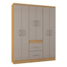 Guarda Roupa Casal Milão 6 Portas Damasco Off White  Poquema - Poquema