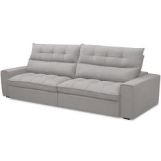 Sofá Retrátil Reclinável Para Sala De Estar Living 250cm Dimas F04 Veludo Cinza