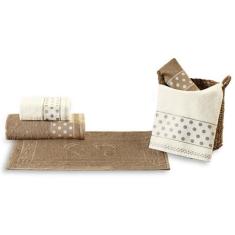 Jogo de Banho Petit Poá 5 Peças Toalha de Banho Rosto e Tapete 100% Al