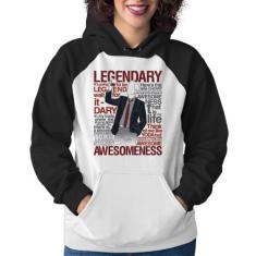 Moletom Feminino Legendary Awesomeness - Foca na Moda, Branco, Preto, 