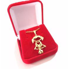 Colar Menina Filha Delicada Com Caixinha Folheada a Ouro 18k
