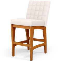 Banqueta Baixa Para Cozinha Bancada Fixa Mila L02 Cru