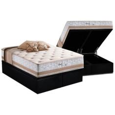 Cama Box Baú King: Colchão Molas Herval Maxspring Spain + Base CRC Sue
