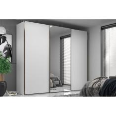 Guarda Roupa Casal com Espelho 3 Portas 6 Gavetas Veneto Mambel Branco