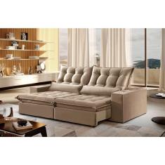 Sofá 2 Lugares Retrátil e Reclinável Venus 2.00m Veludo Palha Móveis Mix