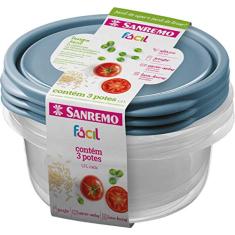 Conjunto com 3 Potes Plásticos, Sanremo, Fácil, SR115/7C, 1,3 Litros