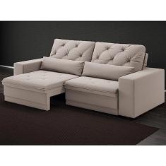 Sofá 5 Lugares Retrátil e Reclinável Royale Suede Bege