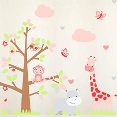 Adesivo de Parede Infantil para Quarto Safari Menina