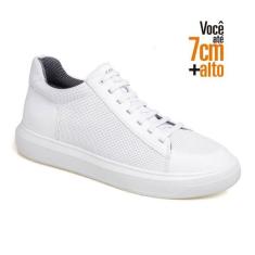 Tênis Masculino Rafarillo Alth Em Couro Preto Branco Aumenta Altura 7c